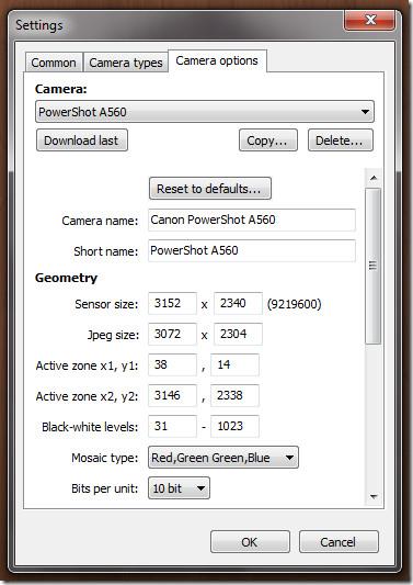Convertitore di file RAW della fotocamera Canon PowerShot