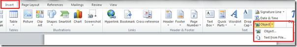 Insertar archivo de audio en Microsoft Word 2010