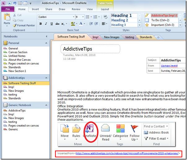 傳送到 OneNote 2010 Web 瀏覽器集成