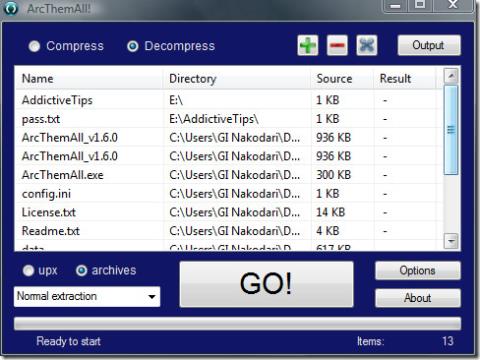 ضغط الملفات/المجلدات دفعة واحدة بصيغ UPX أو ZIP أو 7z