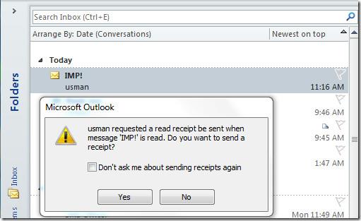 Outlook 2010 閱讀回執電子郵件追蹤