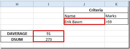 Excel 資料庫函數：DAVERAGE 與 DSUM
