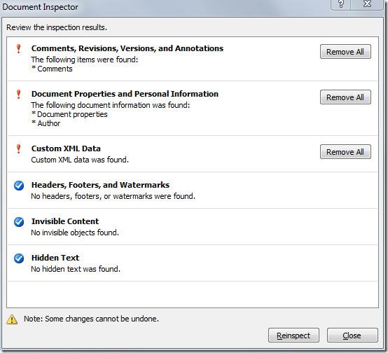 Word 문서에서 숨겨진 메타데이터 및 요소 제거