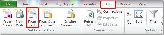 Dokumenttextdatei in Excel 2010-Arbeitsblatt importieren Dokumenttextdatei in Excel 2010-Arbeitsblatt importieren
