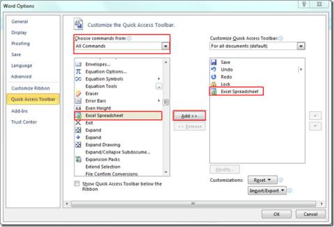 Agregar e incrustar una hoja de cálculo de Excel en un documento de Word 2010 Agregar e incrustar una hoja de cálculo de Excel en un documento de Word 2010