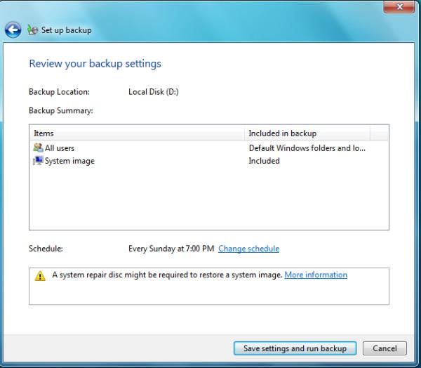 Windows 7에서 중요한 파일/폴더를 백업하고 복원하는 방법