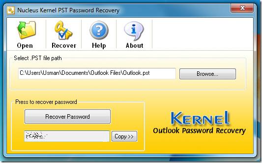 Recuperarea parolei fișierului Outlook .PST cu ajutorul funcției Nucleus Kernel PST Password Recovery Recuperarea parolei fișierului Outlook .PST cu ajutorul funcției Nucleus Kernel PST Password Recovery