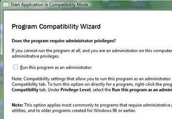 เรียกใช้โปรแกรมที่ไม่เข้ากันได้กับ Windows 7/Vista