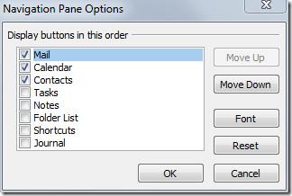 Outlook 2010 のナビゲーション ウィンドウをカスタマイズする
