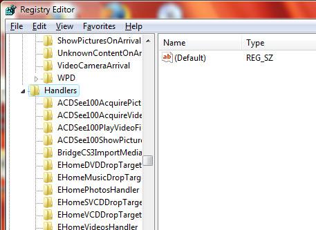 Windows 7/Vista/XPのオプションリストから自動再生ハンドラーを削除する