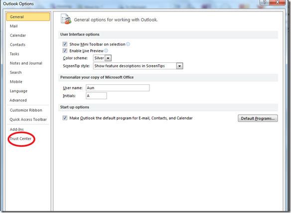 Outlook 2010: Descargar imágenes automáticamente