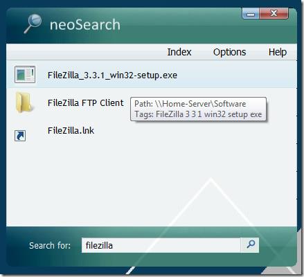 NeoSearch：索引和搜尋網路上的共用資料夾