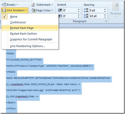 Word 2010: Belgeye Satır Numarası Ekleme