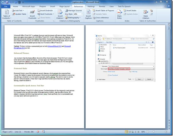 Word 2010でキャプションと相互参照を挿入する