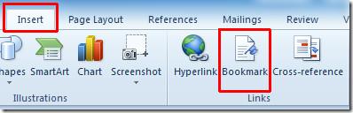 Word 2010 のブックマーク