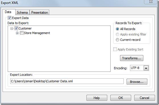 ส่งออกตาราง Access 2010 ไปยังไฟล์ข้อมูล XML ส่งออกตาราง Access 2010 ไปยังไฟล์ข้อมูล XML