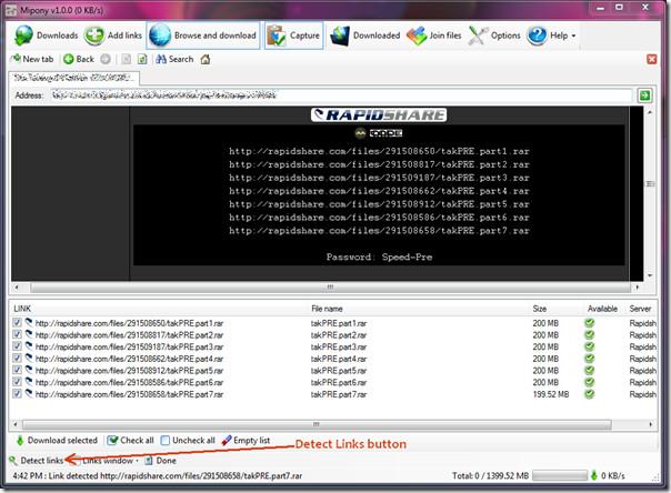 Mipony: Detecta y descarga archivos por lotes desde servicios de alojamiento