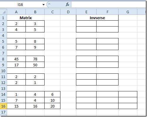 Excel 2010：矩陣逆函數（MINVERSE）