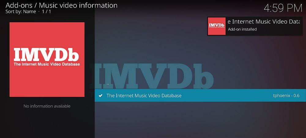 IMVDb Kodiアドオンのインストール：インターネットミュージックビデオデータベース