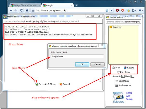 Plugin Macro Recorder per Google Chrome