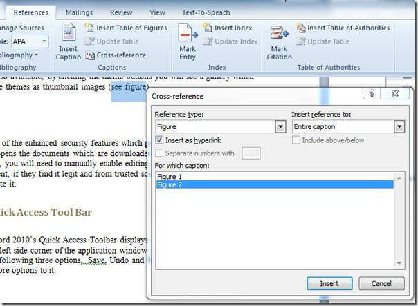 Word 2010でキャプションと相互参照を挿入する