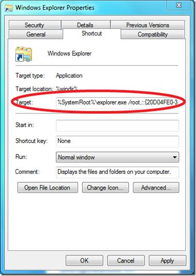 Windows 7: Otwórz Eksploratora Windows jako Mój komputer (Widok dysku)
