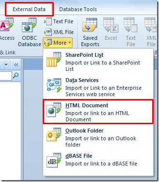 Importar e vincular planilha HTML no Access 2010