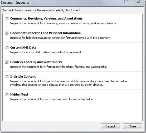 Word 문서에서 숨겨진 메타데이터 및 요소 제거