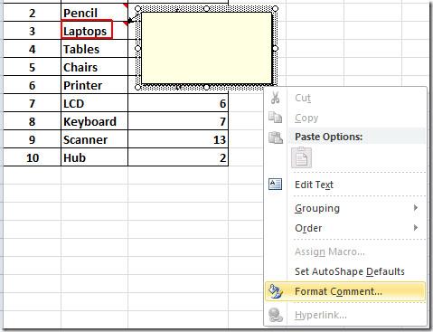 Inserir comentários no Excel 2010 Inserir comentários no Excel 2010