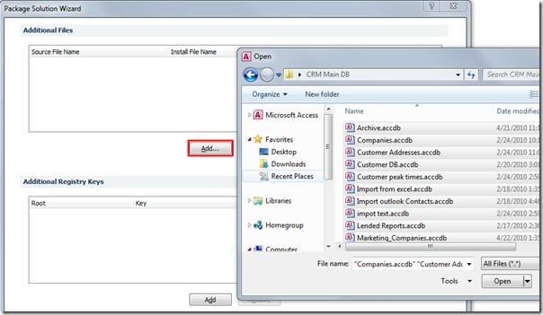 Access 2010: Windows インストーラー パッケージ ソリューション ウィザード