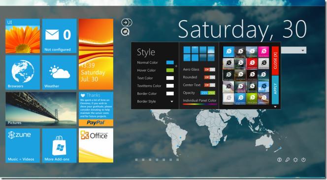 Получите начальный экран Windows 8 на Windows 7 со скином Omnimo Rainmeter
