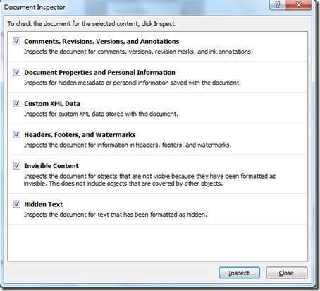 Microsoft Office 2010 文件檢查器