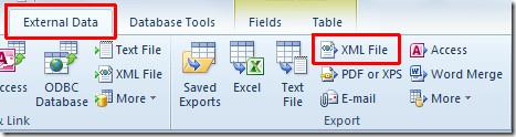 ส่งออกตาราง Access 2010 ไปยังไฟล์ข้อมูล XML ส่งออกตาราง Access 2010 ไปยังไฟล์ข้อมูล XML