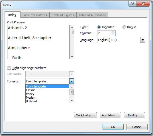 Jak indeksować tekst dokumentu Word 2010