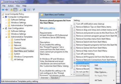 Windows 7でタスクバーに固定されたプログラムを無効にする方法