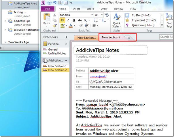 將 Outlook 郵件傳送至 OneNote 2010