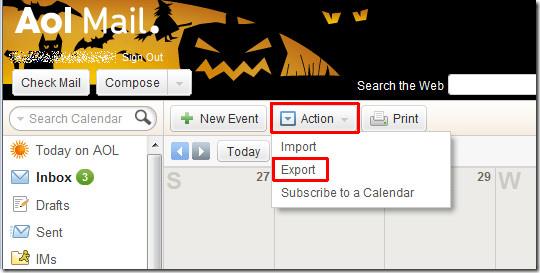 استيراد تقويم Google وAOL في Outlook 2010