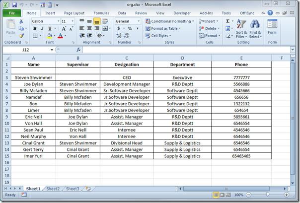 在 Visio 2010 中從 Excel 電子表格建立組織架構圖