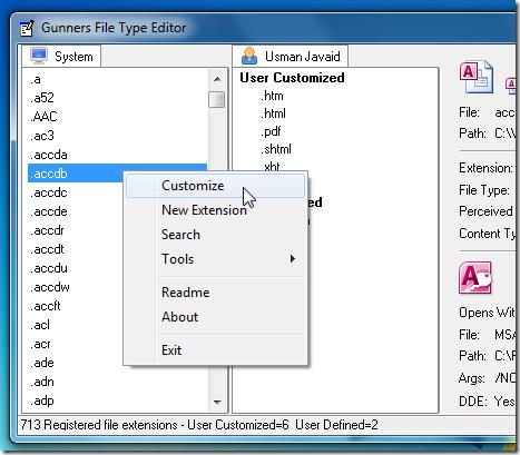 Gunner File Type Editor: Gestisci estensioni e personalizza associazioni Gunner File Type Editor: Gestisci estensioni e personalizza associazioni