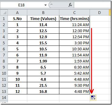Excel 2010: 数値を時間に変換する