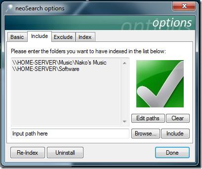 NeoSearch: ネットワーク上の共有フォルダのインデックス作成と検索