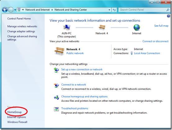 Windows 7 ネットワークと共有センター: 新機能