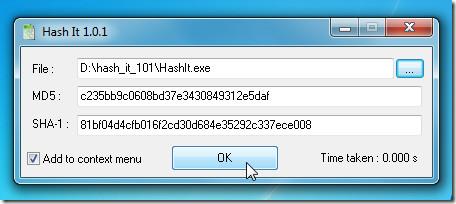 HashIt est un simple vérificateur d'intégrité des applications