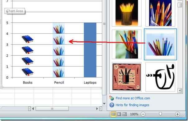 Excel 2010: 絵文字（画像付きグラフ）