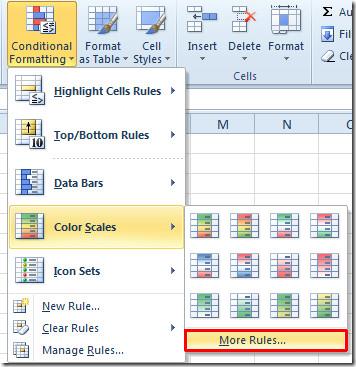 在 Excel 2010 中變更儲存格顏色 [顏色比例]