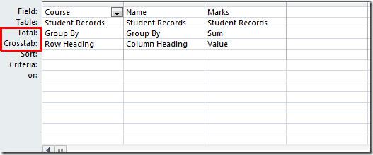 MS Access 2010: Criar consulta de tabela de referência cruzada simples