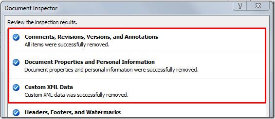 Word 문서에서 숨겨진 메타데이터 및 요소 제거