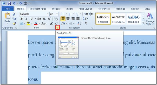在 Word 2010 套用字體樣式集和連字