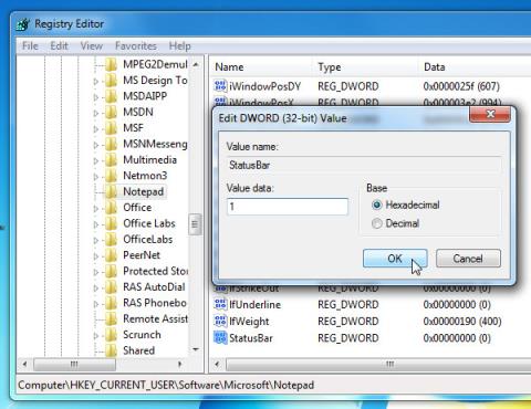 Cara Mendayakan Bar Status Notepad Dalam Windows 7