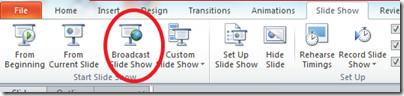 Recurso de transmissão do PowerPoint 2010